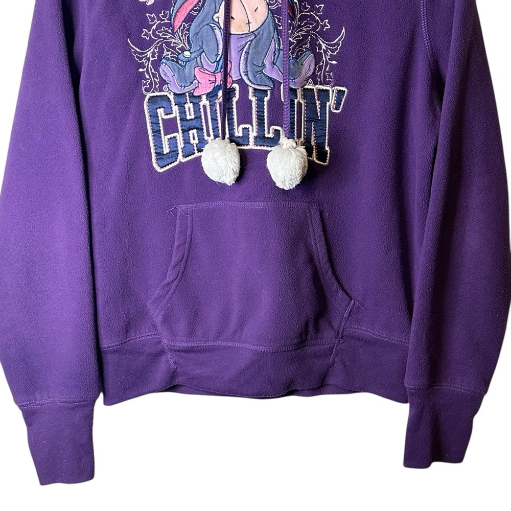 Disney Eeyore‎ Chillin Hoodie Sweatshirt Kangaroo Pocket Pompons Women’s L Soft - Picture 5 of 11